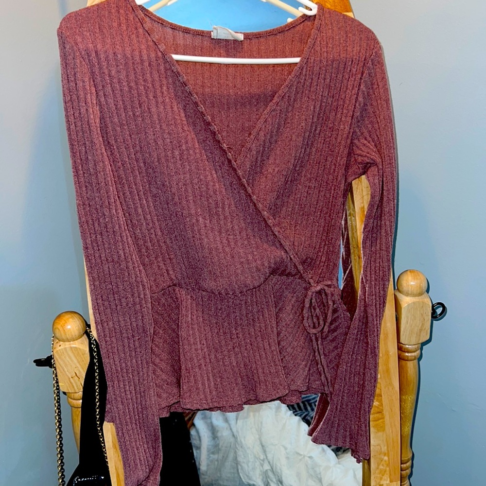 Cute peplum wrap sweater!